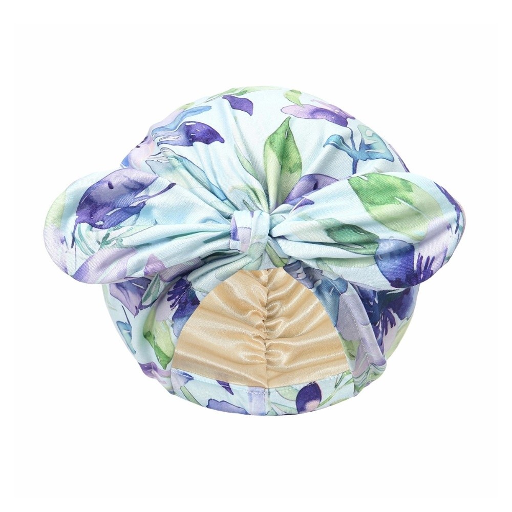 Bow Tie Pre Tied - Satijnen bandana-turbanhoed met konijnenoren, strikknoop, meerkleurige
